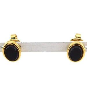 NINA RICCI earrings black stone gold Authentic Used